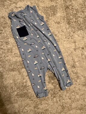 Kyte BABY Blue Sailboat Print Sleeveless One-Piece